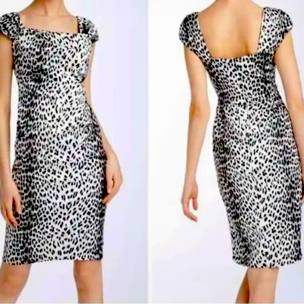 Tadashi Shoji Draped Dress Grey Cheetah Size 4 NWT